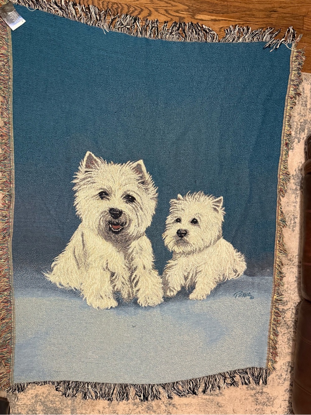 West Highland Terrier Woven Tapestry Throw Blanket with Fringe Edges 47 x 60